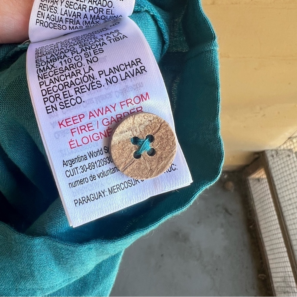 ROXY Mind Trip Jumpsuit Sz S Biscay Bay Teal Waist Tie Smocked Back Linen Blend - Picture 8 of 10